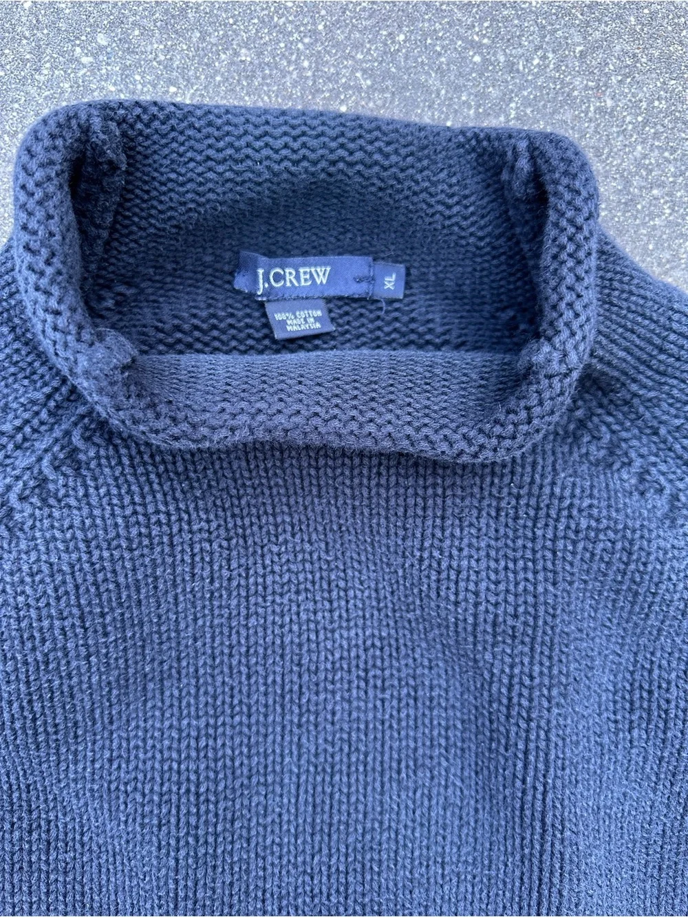 **VINTAGE** Classic J.Crew Rollneck Cotton Sweater. Relaxed Fit. Navy. XL. 90s